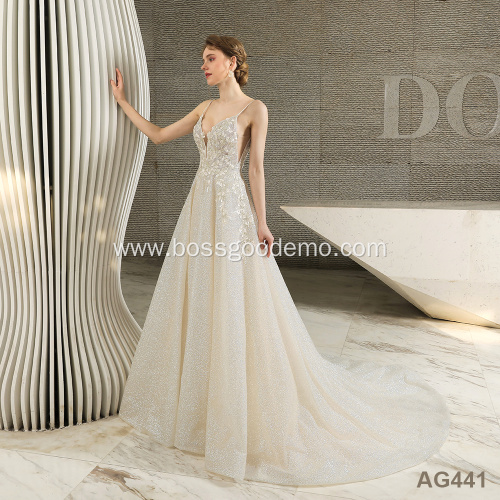 Luxury Crystal luxury china Turkey Istanbul Guangzhou Manufacturer Long Tail Ball Gown Wedding Dress For Women